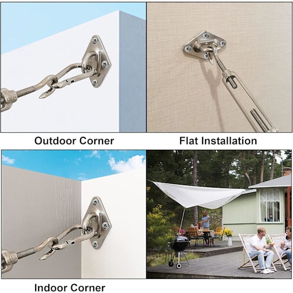 Sejlskygge Hardware Kit 5 tommer til Trekant Rektangel Solsejl Installation, 304 Grade Rustfrit Stål, 80 Stk