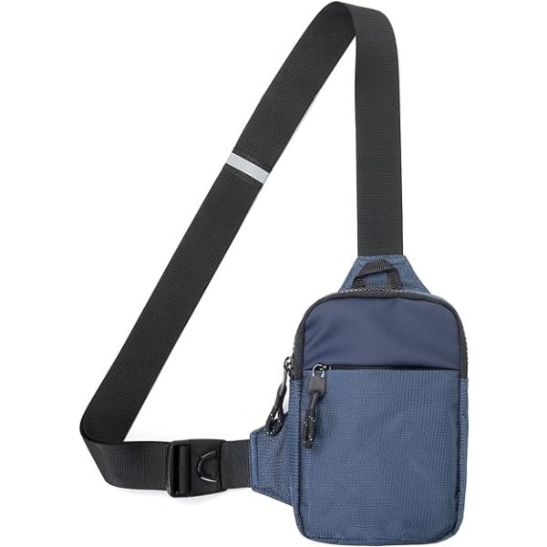 Skulderryggsekk, crossbody brystveske vanntett for menn og kvinner fotturer reiser utendørs sport (blå) marineblå Navy blue