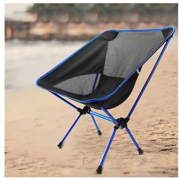 Foldbar campingstol belastning ca. 150 kg sort blå