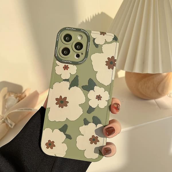 Söpö Kukka Pehmeä iPhone Kuori (Vihreä, iPhone 11)