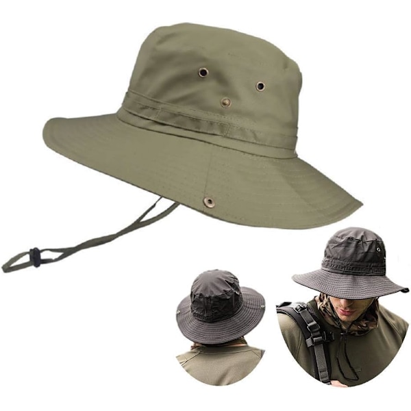 Superbreda solhattar för män, utomhus fiske hink boonie hatt vattentät andningsbar mesh keps för vandring resor camping trädgårdsskötsel & båtliv Green One Size