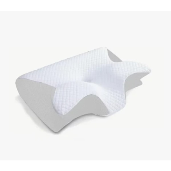 Viskoelastisk nakkepute, Ergonomisk 2-i-1 ortopedisk pute for lindring av nakkesmerter, Konturert støttepute, 1 stk. Lys hvit (Rabatt) White