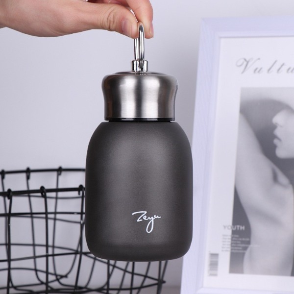 Mini 304 ruostumattomasta teräksestä valmistettu termospullo, päivitetty versio, 300 ml, pieni tyhjiöeristetty vesipullo, vuotamaton, mehu-, maito- ja teepullo, tyhjiö, kylmä ja kuuma vesi, kahvi Silver