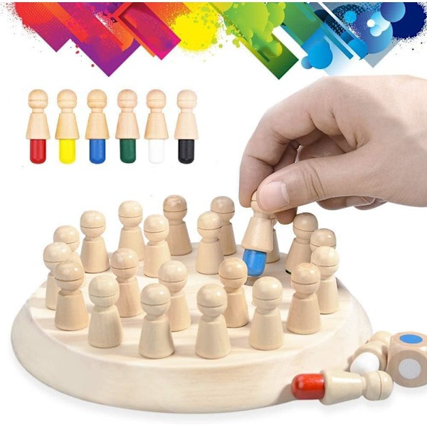 Träminnes schackmatchningsspel: Familjesällskapsspel för barn och vuxna, Montessori förskoleinlärning pedagogisk leksak