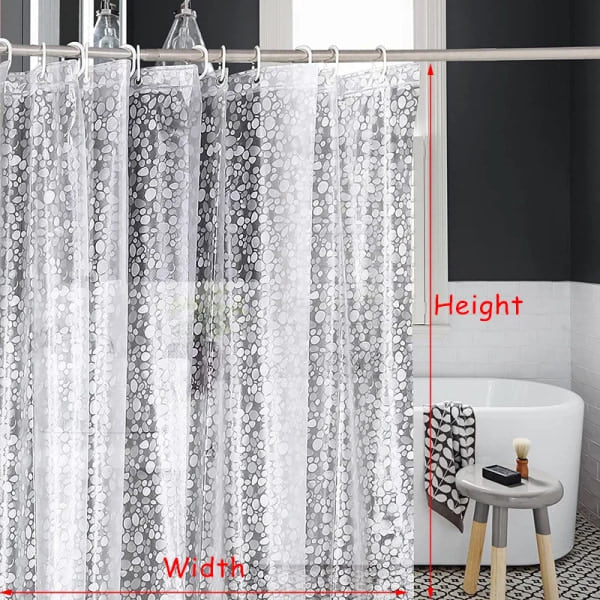 Modern duschdraperi 3D mögelbeständig badgardiner med krok vattentät duschskärmar transparent badrum heminredning vit W180xH240cm W180xH240cm