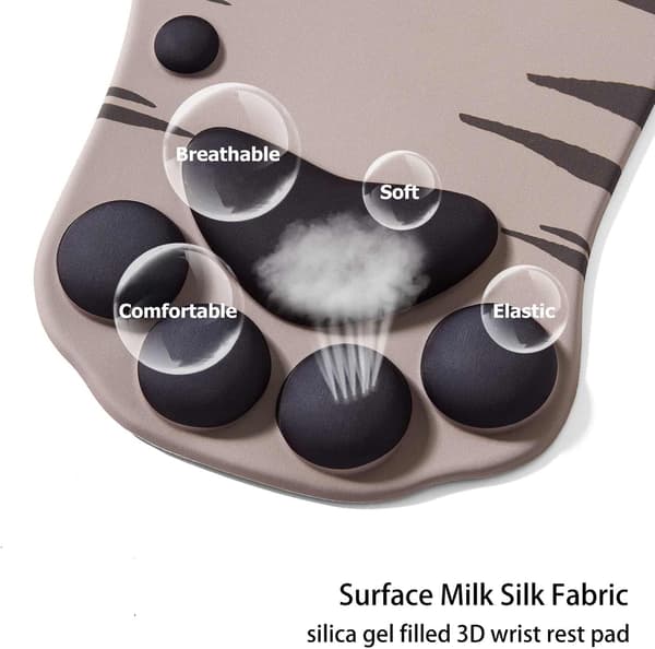 Musematte med kattepote, ergonomisk musematte, musematte i silikongel, søt musematte, Kawaii musematte, for hjem/kontor/spilling, musematte grønn og gul Yellow & Black