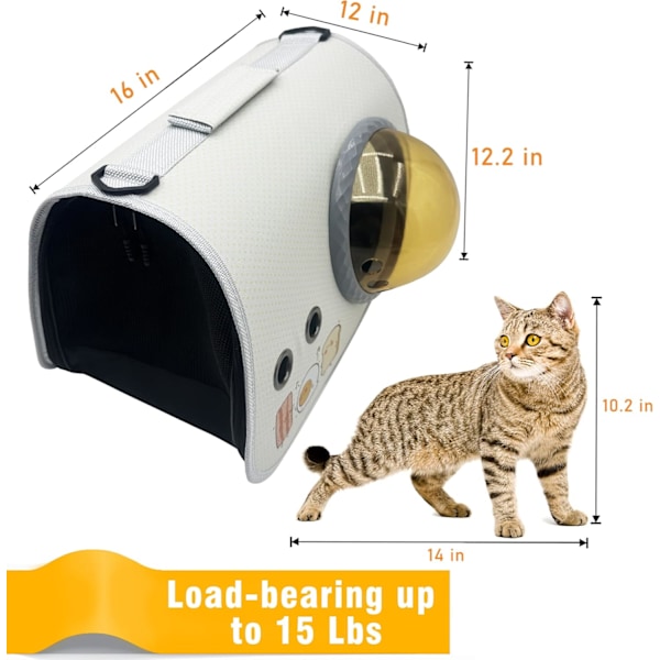 Transportkasse til små katte og hunde, moderigtig kattebur til gåture, shopping, vandreture (hvid, bystil)