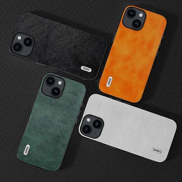 For iPhone 15 Deksel PU Lærbelagt TPU+PC Litchi Tekstur Telefondeksel
