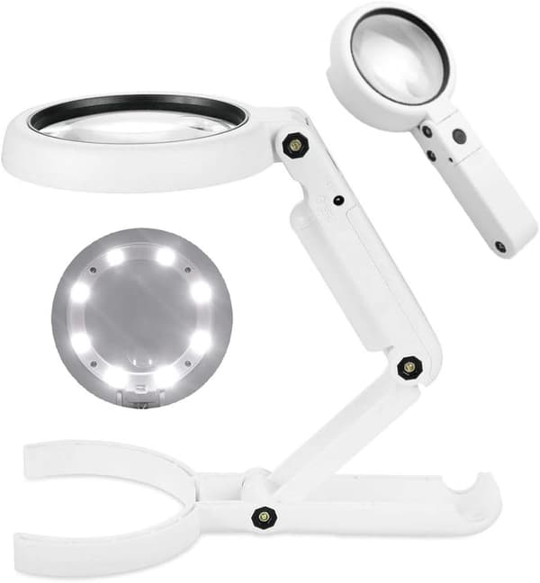 Forstørrelsesglass 5X, 8 LED-lys