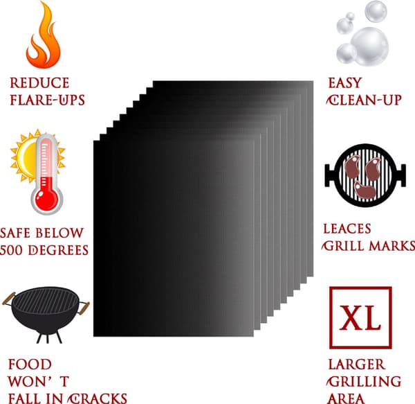 10 nonstick grillmatter for grilling opptil 500°F