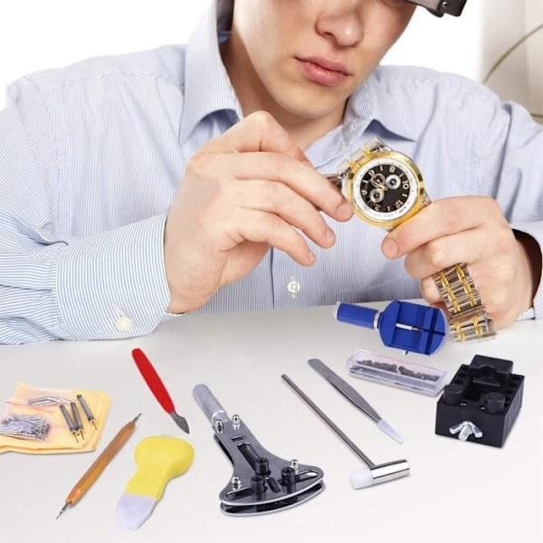 ®RisingFF 147 delars klockverktygssats, professionell urmakarsats, verktyg för att ta bort och öppna klockarmband för urmakare