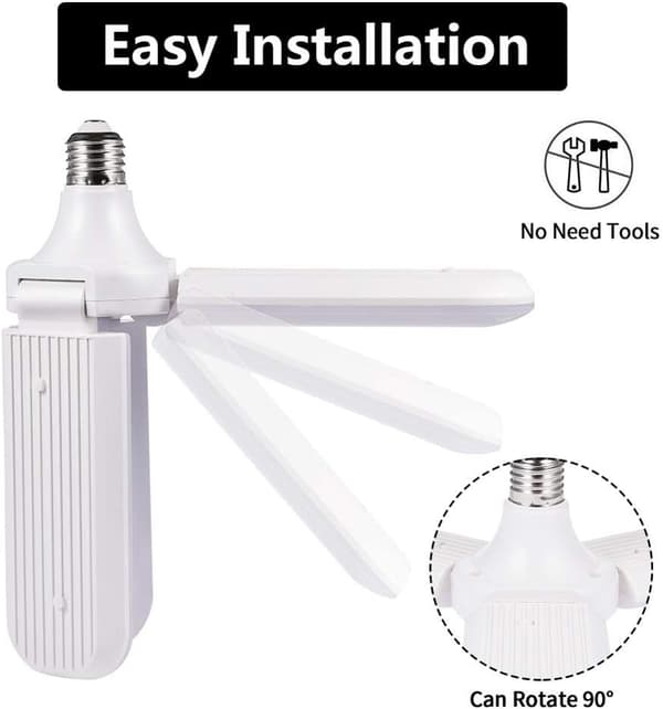 E27 LED-garagebelysning med 4 justerbara paneler