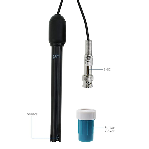 kryc-Ph med elektrod, 300 cm lång kabel och BNC-kontakt för pH-mätare (BNC pH-elektrod)