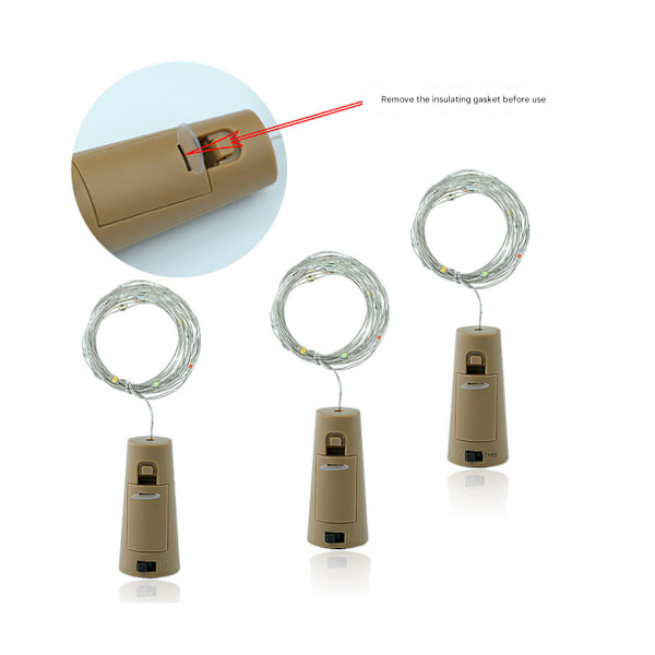 12 flaske lys, vinflaske korklys, 2 meter 20 lys, knapbatteri LED lys julepynt vinflaske lysstreng red