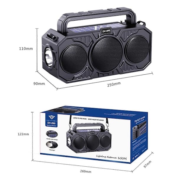 Bluetooth-kaiutin, kannettava langaton kaiutin LED-valolla
