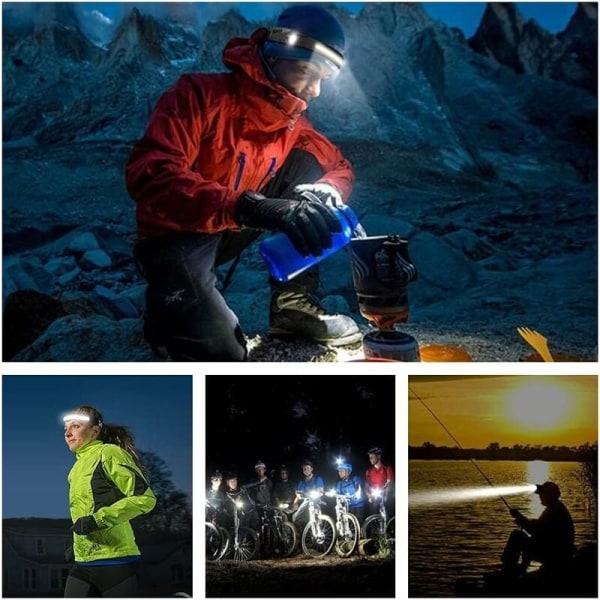 COB udendørs pandelampe (billedfarve), til udendørs camping, eventyr, jagt osv.