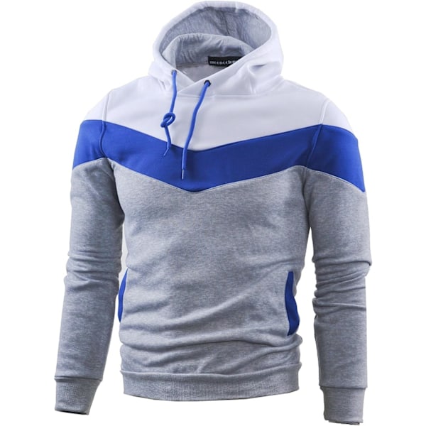 Herre Nyhet Fargeblokk Hoodies Koselig Sport Yttertøy Light Grey XL