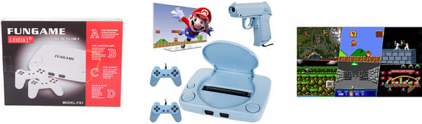 Videospill Retro Konsoll + Pistol 2X Kontrollere + 9999 Spill