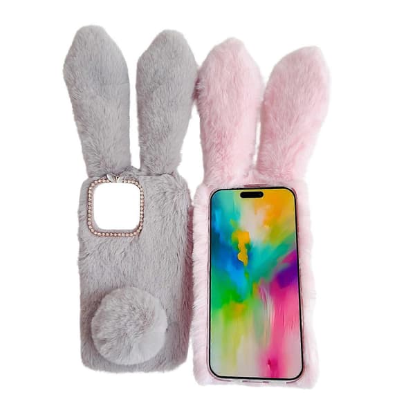 Kaninører Plysset Blød Varm TPU Telefon Cover til iPhone 16 Pro Max