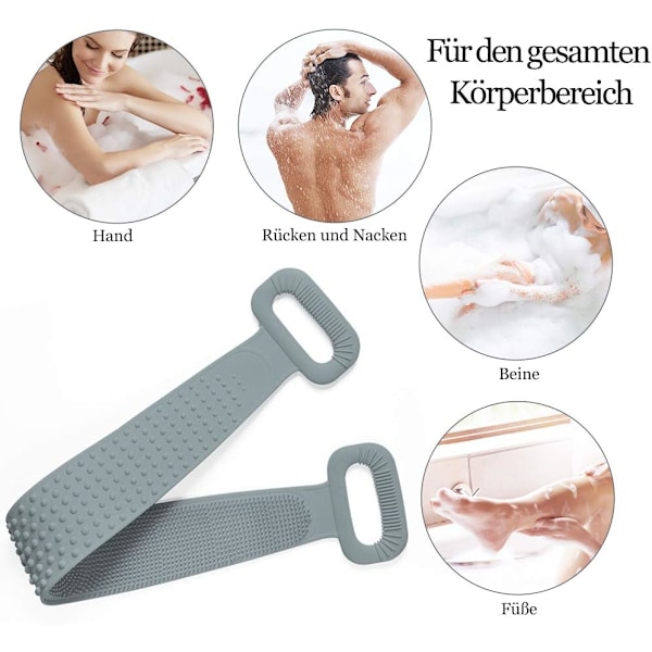 Silikon Ryggskrubber for Bruk i Dusj, Ryggbørste for Dusj, Eksfolierende Kroppsskrubber for Menn og Kvinner, Kroppsbørste Langvarig og Enkel å Bruke
