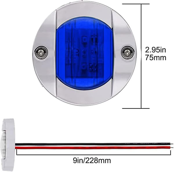 4 Pakning LED Båtlys - 12v Rund Marine Lampe For Båtdekk (blå)