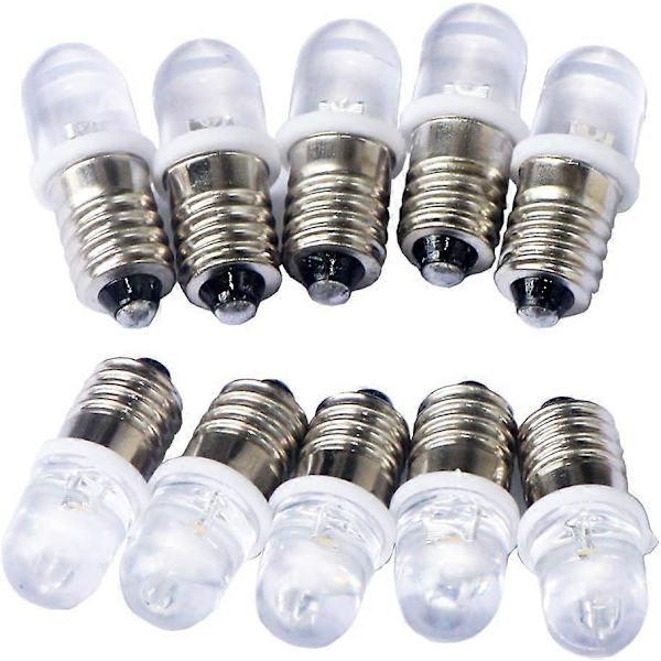 10 stk. E10 12V Spot LED Pærer Varm Hvit