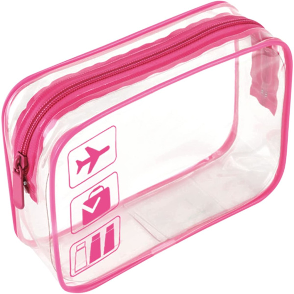 Klar Rejsetoilettaske TSA Godkendt Kvart Størrelse Rejsetaske Klar Lufthavnshåndbagage Flydende Kosmetikpung Klar Brusepose Transparent Sikkerhed rose Red