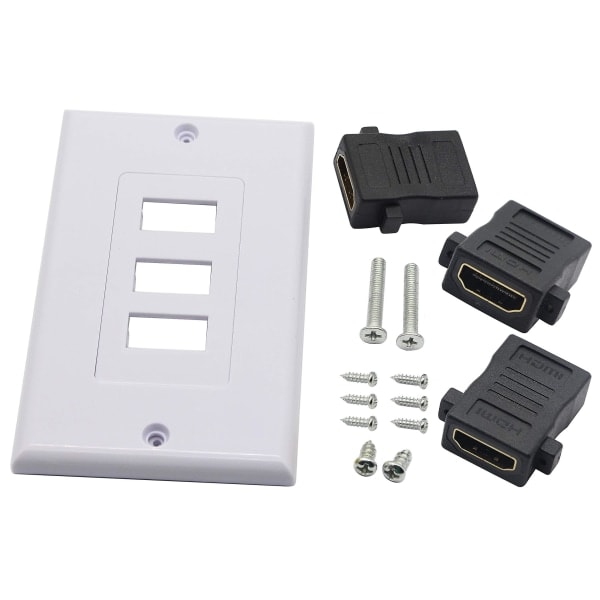 3-Porttinen HDMI 2.0 Seinälevy Komponentti HDMI Komponentti Komposiitti Audio Seinäkiinnityspistorasia, Tukee Täydellisesti 4K 60Hz 1080P (3 HDMI)