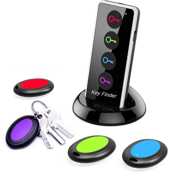 Key Finder Fjernkontroll med LED-lommelykt for nøkkellommeboktelefonbasestativ