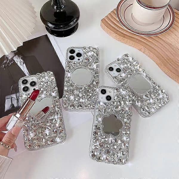 Käsintehty peili bling strassi PC-puhelinkotelo iPhone 16e:lle