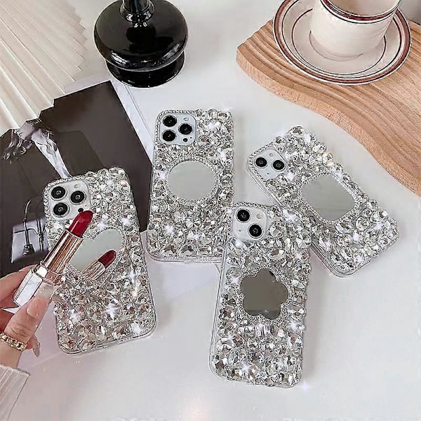 Spegel Handgjort Bling Strass PC Telefonfodral För iPhone 16e