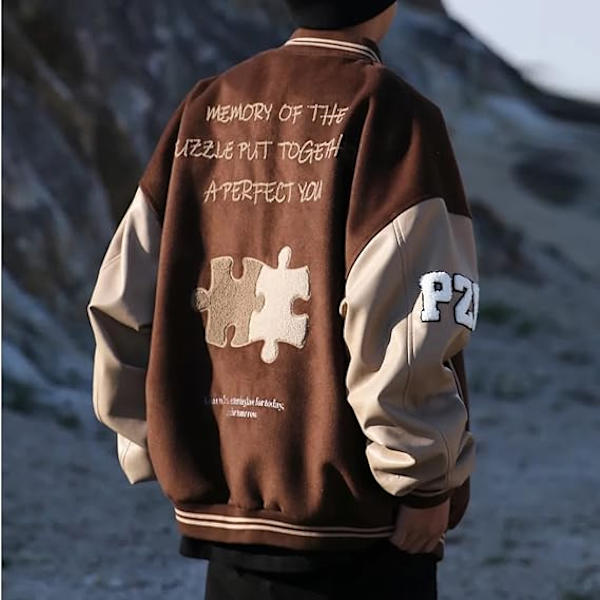 Varsity College -takki Baseball-takit Vintage-ulkoiluvaatteet taskuilla Unisex-takki Patchwork-yläosa