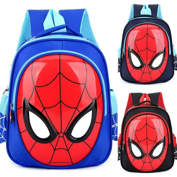 Barn Barn Pojkar Spiderman Ryggsäck Skola Bokväska Himmel Blå Sky Blue