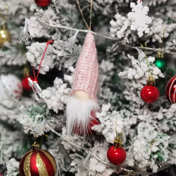 Julgranshängande tomtenissar prydnader set om 10, svenska handgjorda plysch tomtenissar jultomte hängande heminredning semesterdekorationer