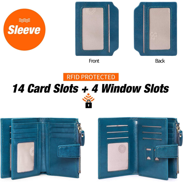 Naisten pieni lompakko RFID-esto aidosta nahasta ID-ikkunassa vetoketjullinen lompakko