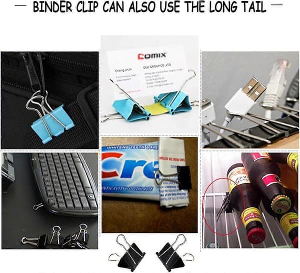 Extra Stora Pappersklämmor (24-pack), Stora Pappersklämmor för Kontorsmaterial, Svart