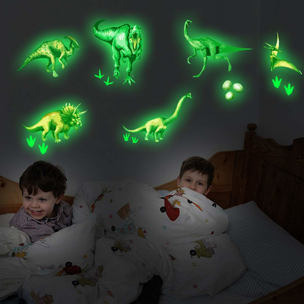 Dinosaurie lysande väggdekaler, självhäftande DIY-dekaler