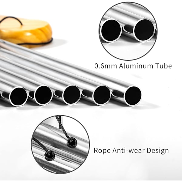 6 stk. Aluminium Rør Vindklokker til Have Balkon (Sølv)