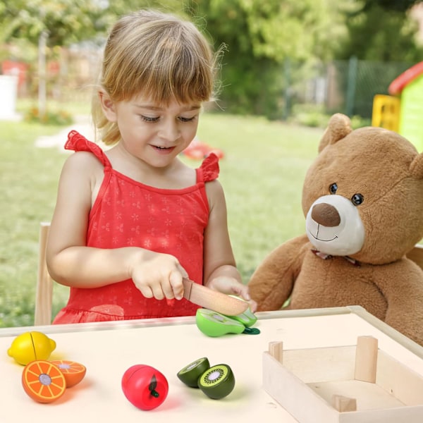 11-delad pedagogisk kostym för 1-3-åringar, vegetarisk skärare, leksak, mat, frukt och förvaringsrum, leksaker, presenter