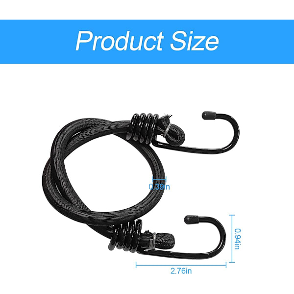 4-pack bungee-snöre för bil, stretchigt bungee-snöre med kraftiga metallkrokar, universell användning