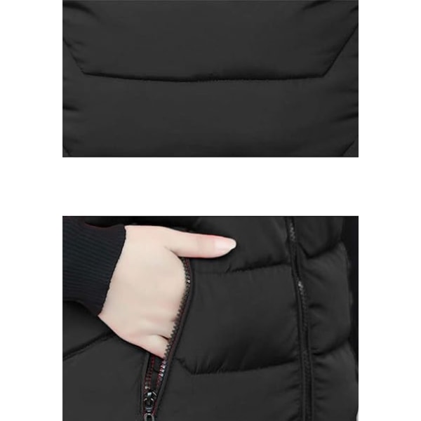 Sort vinterjakke med varm ensfarvet knap til kvinder /XL black XL