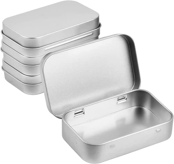 6 st Silverburkar, Rektangulära Metallburkar