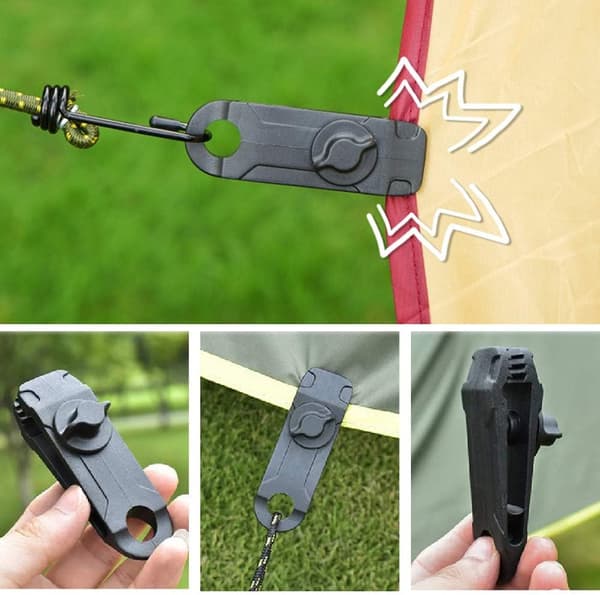 10-pack Tarpklämmor Tältklämmor, Tarpkrokar Vindklämmor (Svart)