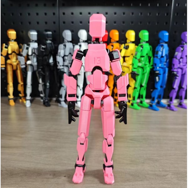 Robotleksaker med flera leder, robotmodeller med flera karaktärer för 3D-utskrift, actionfigurer för skrivbordsdekoration - presenter för spelälskare pink