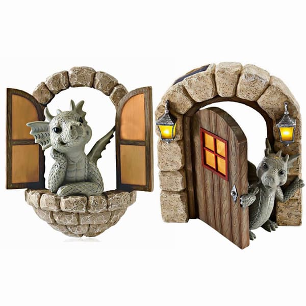 2 stk. Hagedrage Statue Dekor Hage i Resin