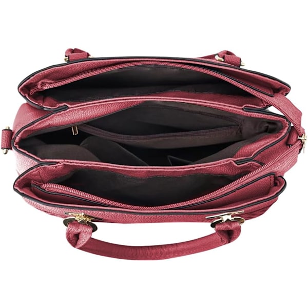 Damhandväska Axelväska Crossbody Messenger Bag Tote Satchel för Dam PU Läder Plånbok Rubber Red