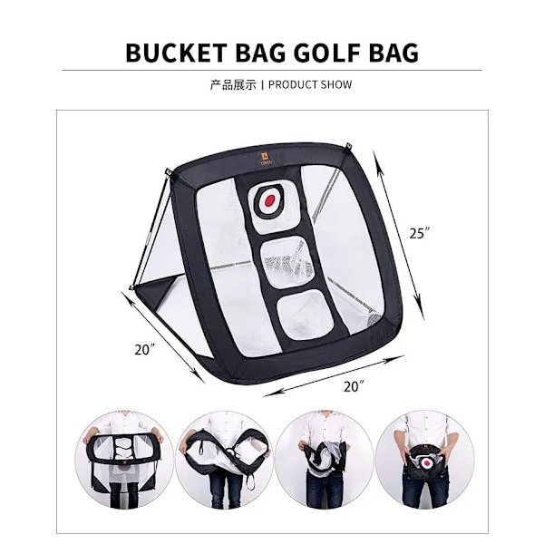 Golf Chipping Net, Starkt Stabilt Pop Up X-format Golfnät för Inomhus/Utomhus/Bakgård Noggrannhet och Svingträning