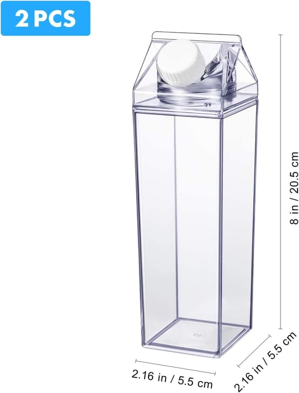 2 kpl Kirkasta Maitokartonki Vesi Pullo, Muovi Vesi Pullo 500ml