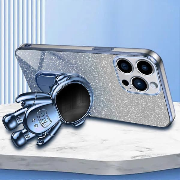 Skal för iPhone 14 Pro Max Astronaut Stativ Glitter Pulver PC+TPU Telefonfodral