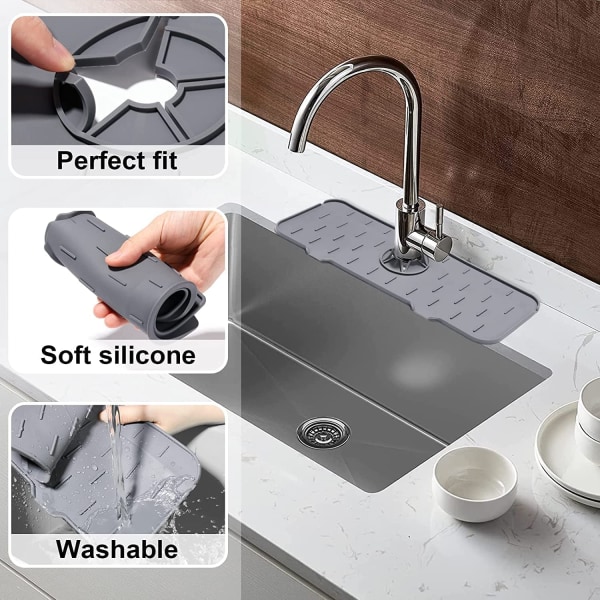 Kjøkkenvask sprutbeskyttelse, silikon vask matte, kran sprutbeskyttelse, silikon under kranen baffel, holder kjøkken og bad